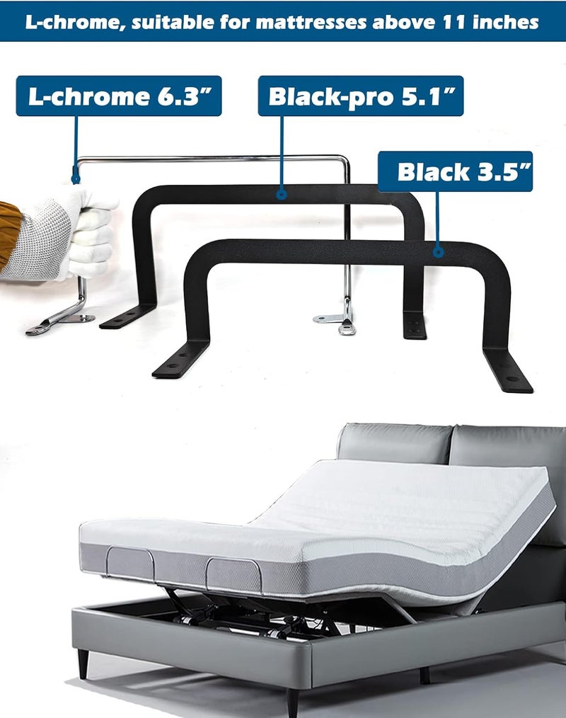 Benbuoo 3.5'' Black 2pcs Mattress Slide Stopper Retainer Bar Stop Bed From Sliding Moving Non Slip Pad Metal Holder in Place Gripper 2PCS - Image 4